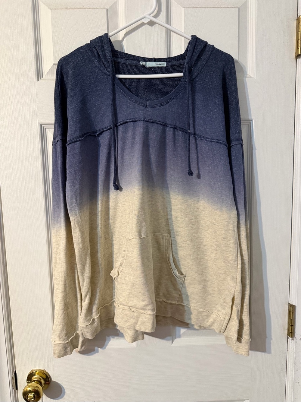 Women’s Maurice’s Blue & Cream Ombré Dip Dyed Pullover Hoodie Sz XL